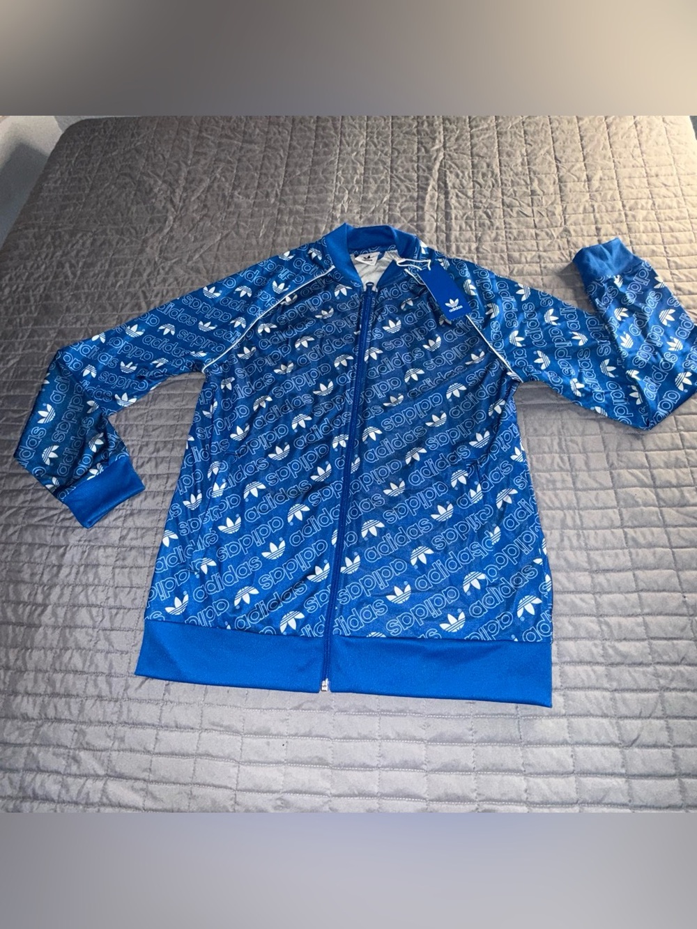 Adidas Kids Blue Track Jacket - Logo Print